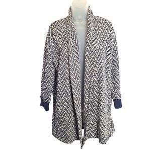 Jones New York Womens Open Front Cardigan Jacket Chevron Knit Chunky Small P